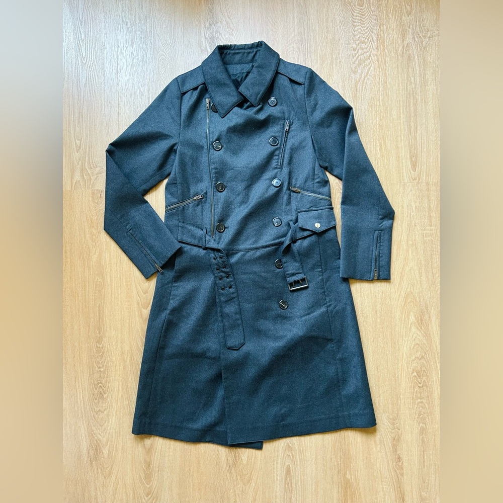 Golden Goose Deluxe Brand Black Wool Trench Coat XS Size Long